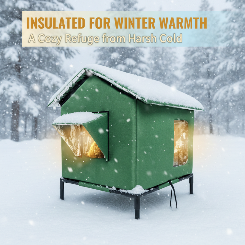 🐱 LIMITED-TIME 50% OFF! ✨ All-Weather Elevated Outdoor Cat House – Waterproof, Thermal Lining, Foldable 4